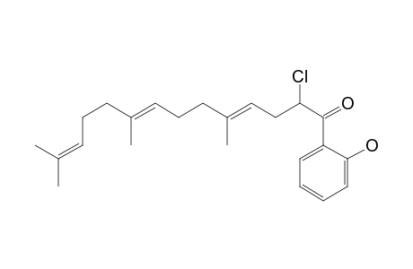 4,8,12-Tetradecatrien-1-one, 2-chloro-1-(2-hydroxyphenyl)-5,9,13-trimethyl-, (E,E)-