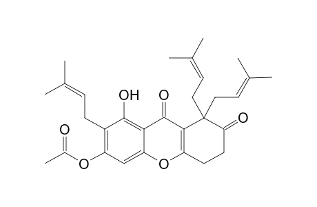 1H-Xanthene-2,9-dione, 6(or 8)-(acetyloxy)-3,4-dihydro-8(or 6)-hydroxy-1,1,7-tris(3-methyl-2-butenyl)-