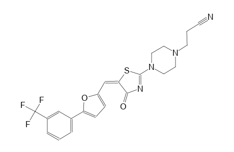 3-{4-[(5E)-4-oxo-5-({5-[3-(trifluoromethyl)phenyl]-2-furyl}methylene)-4,5-dihydro-1,3-thiazol-2-yl]-1-piperazinyl}propanenitrile