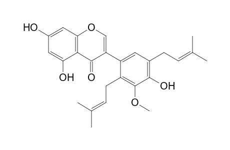 MILLEWANIN_A;3-[4-HYDROXY-3-METHOXY-2,5-BIS-(3-METHYL-2-BUTENYL)-PHENYL]-5,7-DIHYDROXY-4H-1-BENZOPYRAN-4-ONE