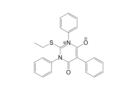 Pyrimidinium, 2-(ethylthio)-3,6-dihydro-4-hydroxy-6-oxo-1,3,5-triphenyl-, hydroxide, inner salt