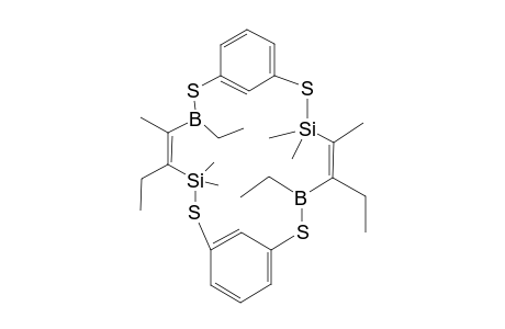 (7,9:16,18)-DIBENZO-4,5,13,14-TETRAETHYL-2,2,3,11,11,12-HEXAMETHYL-1,6,10,15-TETRATHIA-2,11-DISILA-5,14-DIBORA-3,12-CYCLOOCTADECADIENE