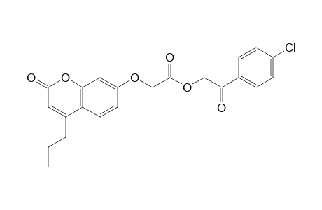 [(2-oxo-4-propyl-2H-1-benzopyran-7-yl)oxy]acetic acid, ester with 4'-chloro-2-hydroxyacetophenone