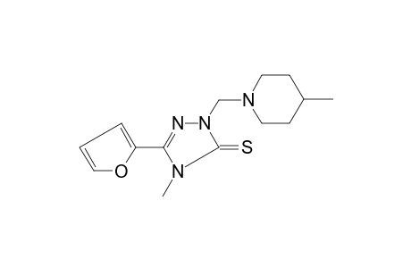 4H-1,2,4-Triazole-3(2H)-thione, 5-(2-furyl)-4-methyl-2-(4-methyl-1-piperidylmethyl)-