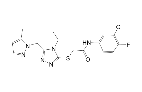 N-(3-chloro-4-fluorophenyl)-2-({4-ethyl-5-[(5-methyl-1H-pyrazol-1-yl)methyl]-4H-1,2,4-triazol-3-yl}sulfanyl)acetamide