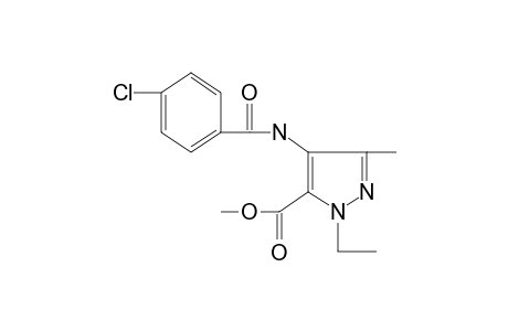 4-(p-chlorobenzamido)-1-ethyl-3-methylpyrazole-5-carboxylic acid, methyl ester