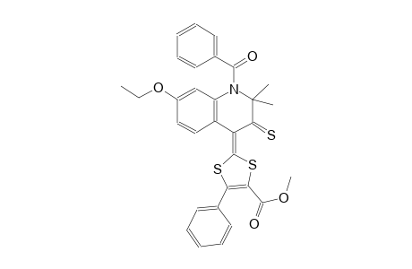 methyl (2Z)-2-(1-benzoyl-7-ethoxy-2,2-dimethyl-3-thioxo-2,3-dihydro-4(1H)-quinolinylidene)-5-phenyl-1,3-dithiole-4-carboxylate