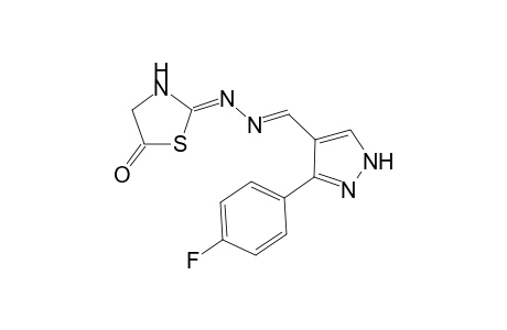 1H-pyrazole-4-carboxaldehyde, 3-(4-fluorophenyl)-, [(2Z)-5-oxothiazolidinylidene]hydrazone