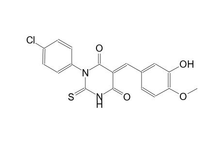 4,6(1H,5H)-pyrimidinedione, 1-(4-chlorophenyl)dihydro-5-[(3-hydroxy-4-methoxyphenyl)methylene]-2-thioxo-, (5E)-