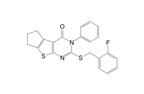 4H-cyclopenta[4,5]thieno[2,3-d]pyrimidin-4-one, 2-[[(2-fluorophenyl)methyl]thio]-3,5,6,7-tetrahydro-3-phenyl-