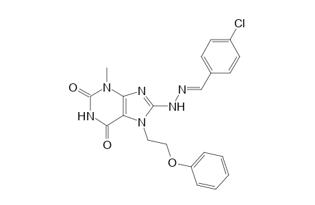 4-chlorobenzaldehyde [3-methyl-2,6-dioxo-7-(2-phenoxyethyl)-2,3,6,7-tetrahydro-1H-purin-8-yl]hydrazone