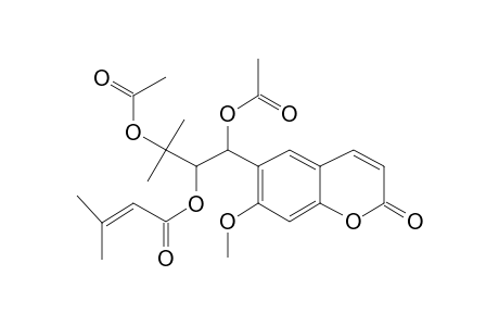 [1,3-Dihydroxy-1-(7-methoxy-2-oxochromen-6-yl)-3-methylbutan-2-yl] 3-methylbut-2-enoate, di-o-acetyl,