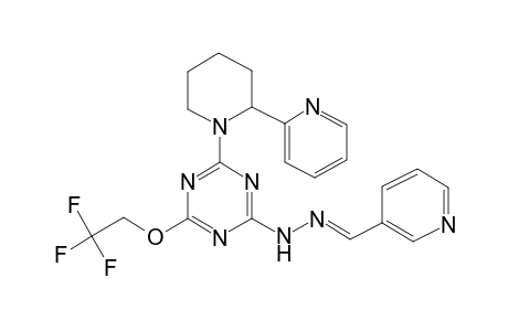 N-[(E)-3-pyridinylmethylideneamino]-4-[2-(2-pyridinyl)-1-piperidinyl]-6-(2,2,2-trifluoroethoxy)-1,3,5-triazin-2-amine