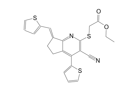 acetic acid, [[(7E)-3-cyano-6,7-dihydro-4-(2-thienyl)-7-(2-thienylmethylene)-5H-cyclopenta[b]pyridin-2-yl]thio]-, ethyl ester