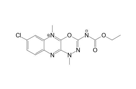 8-CHLORO-4,10-DIMETHYL-4H-1,3,4-OXADIAZINO-[5,6-B]-QUINOXALIN-10-IUM-2-ETHOXYCARBONYLAMIDATE