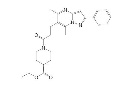 4-piperidinecarboxylic acid, 1-[3-(5,7-dimethyl-2-phenylpyrazolo[1,5-a]pyrimidin-6-yl)-1-oxopropyl]-, ethyl ester