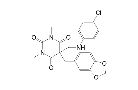 2,4,6(1H,3H,5H)-pyrimidinetrione, 5-(1,3-benzodioxol-5-ylmethyl)-5-[[(4-chlorophenyl)amino]methyl]-1,3-dimethyl-