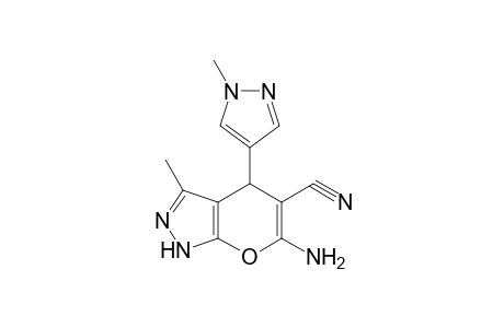 6-amino-3-methyl-4-(1-methyl-1H-pyrazol-4-yl)-1,4-dihydropyrano[2,3-c]pyrazole-5-carbonitrile