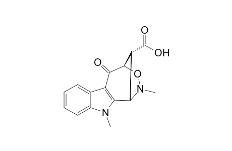 (2R*,5S*,11R*)-4,6-Dimethyl-1-oxo-3,4-oxaza-1,2,3,4,5,6-hexahydro-2,5-methanocyclohepta[b]indole-11-carboxylic acid