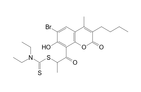 6-bromo-3-butyl-7-hydroxy-8-(2-mercaptopropionyl)-4-methylcoumarin, 8-(diethyldithiocarbamate)