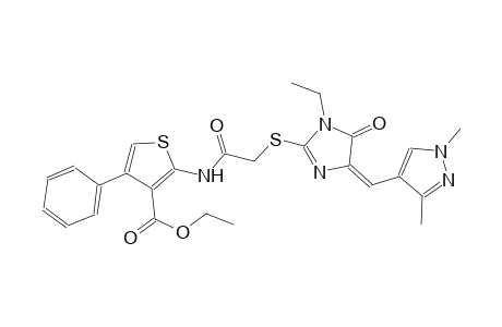 ethyl 2-{[({(4E)-4-[(1,3-dimethyl-1H-pyrazol-4-yl)methylene]-1-ethyl-5-oxo-4,5-dihydro-1H-imidazol-2-yl}sulfanyl)acetyl]amino}-4-phenyl-3-thiophenecarboxylate