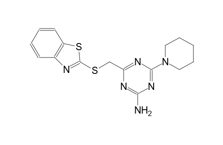 4-[(1,3-benzothiazol-2-ylsulfanyl)methyl]-6-(1-piperidinyl)-1,3,5-triazin-2-amine