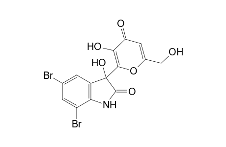 5,7-Dibromo-3-hydroxy-3-[3-hydroxy-6-(hydroxymethyl)-4-oxo-4H-pyran-2-yl]indolin-2-one