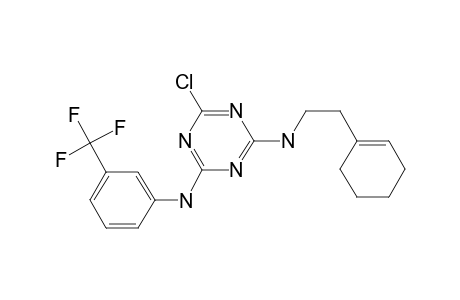 6-Chloranyl-N4-[2-(cyclohexen-1-yl)ethyl]-N2-[3-(trifluoromethyl)phenyl]-1,3,5-triazine-2,4-diamine