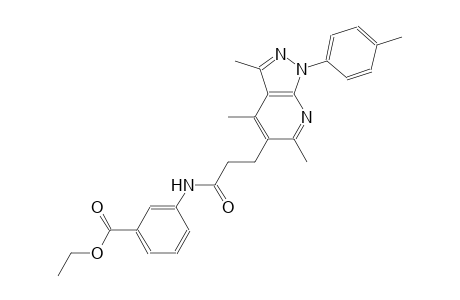 benzoic acid, 3-[[1-oxo-3-[3,4,6-trimethyl-1-(4-methylphenyl)-1H-pyrazolo[3,4-b]pyridin-5-yl]propyl]amino]-, ethyl ester