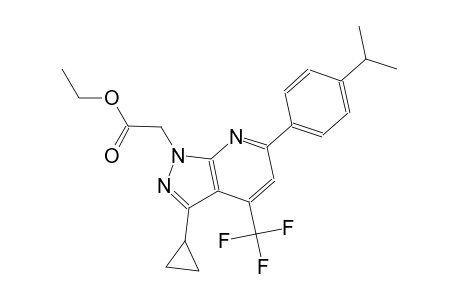 1H-pyrazolo[3,4-b]pyridine-1-acetic acid, 3-cyclopropyl-6-[4-(1-methylethyl)phenyl]-4-(trifluoromethyl)-, ethyl ester