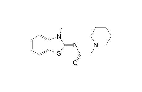 N-(3-methyl-2-benzothiazolinylidene)-2-piperidinoacetamide