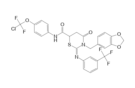 3-(1,3-Benzodioxol-5-ylmethyl)-N-{4-[chloro(difluoro)methoxy]phenyl}-4-oxo-2-{[3-(trifluoromethyl)phenyl]imino}-1,3-thiazinane-6-carboxamide