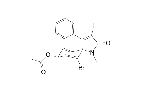 (5R,8S)-6-bromo-3-iodo-1-methyl-2-oxo-4-phenyl-1-azaspiro[4.5]deca-3,6,9-trien-8-yl acetate