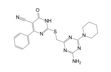 5-pyrimidinecarbonitrile, 2-[[[4-amino-6-(1-piperidinyl)-1,3,5-triazin-2-yl]methyl]thio]-1,6-dihydro-6-oxo-4-phenyl-