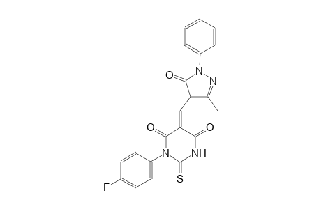 (5E)-1-(4-fluorophenyl)-5-[(3-methyl-5-oxo-1-phenyl-4,5-dihydro-1H-pyrazol-4-yl)methylene]-2-thioxodihydro-4,6(1H,5H)-pyrimidinedione