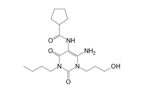 6-Amino-3-butyl-5-cyclopentanecarboxamido-1-(3-hydroxypropyl)-2,4-dioxo-1,2,3,4-tetrahydropyrimidine