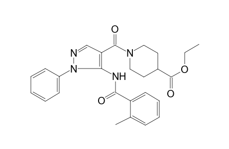 4-piperidinecarboxylic acid, 1-[[5-[(2-methylbenzoyl)amino]-1-phenyl-1H-pyrazol-4-yl]carbonyl]-, ethyl ester