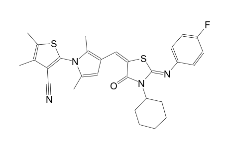 2-[3-((E)-{(2Z)-3-cyclohexyl-2-[(4-fluorophenyl)imino]-4-oxo-1,3-thiazolidin-5-ylidene}methyl)-2,5-dimethyl-1H-pyrrol-1-yl]-4,5-dimethyl-3-thiophenecarbonitrile