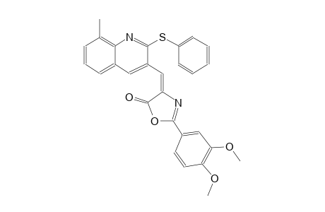 5(4H)-oxazolone, 2-(3,4-dimethoxyphenyl)-4-[[8-methyl-2-(phenylthio)-3-quinolinyl]methylene]-, (4E)-