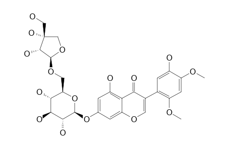 #1;5,5'-DIHYDROXY-2',4'-DIMETHOXY-7-[(6-O-BETA-D-APIOFURANOSYL-BETA-D-GLUCOPYRANOSYL)-OXY]-ISOFLAVONE;5-HYDROXY-3-(5-HYDROXY-2,4-DIMETHOXYPHENYL)-4-OXO-4H-CHRO