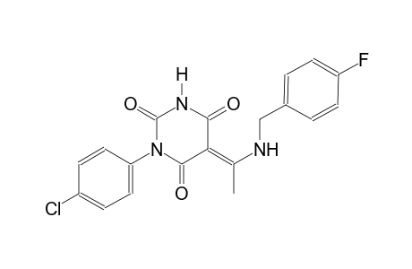 (5E)-1-(4-chlorophenyl)-5-{1-[(4-fluorobenzyl)amino]ethylidene}-2,4,6(1H,3H,5H)-pyrimidinetrione