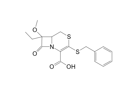 3-Benzylthio-7-ethyl-7-methoxy-1-dethia-2-thia-3-cephemcarboxylic acid