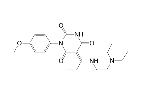 (5E)-5-(1-([2-(Diethylamino)ethyl]amino)propylidene)-1-(4-methoxyphenyl)-2,4,6(1H,3H,5H)-pyrimidinetrione