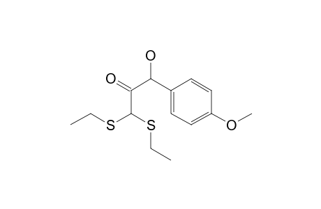 2-Propanone, 1,1-bis(ethylthio)-3-hydroxy-3-(4-methoxyphenyl)-, (.+-.)-