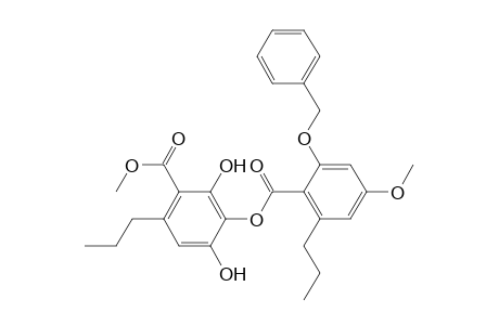 Benzoic acid, 2,4-dihydroxy-3-[[4-methoxy-2-(phenylmethoxy)-6-propylbenzoyl]oxy]-6-propyl-, methyl ester