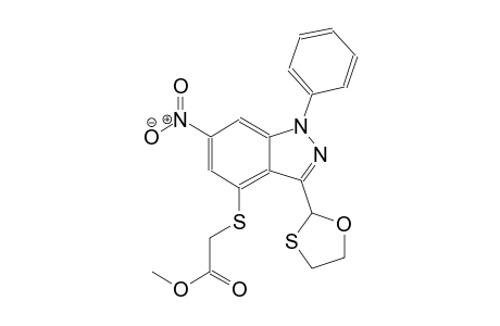 acetic acid, [[6-nitro-3-(1,3-oxathiolan-2-yl)-1-phenyl-1H-indazol-4-yl]thio]-, methyl ester