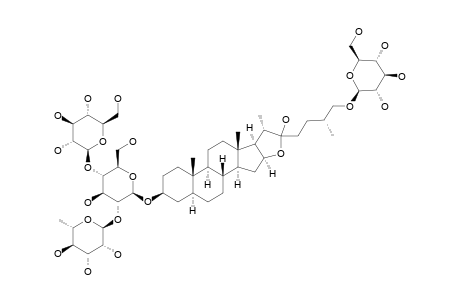 26-O-BETA-D-GLUCOPYRANOSYL-(25-R)-5-ALPHA-FUROSTAN-3-BETA,22-XI-DIOL_3-O-ALPHA-L-RHAMNOPYRANOSYL-(1->2)-O-[BETA-D-GLUCOPYRANOSYL-(1->4)]-BETA-D-GLU