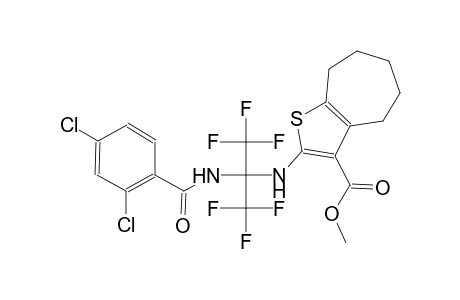 methyl 2-{[1-[(2,4-dichlorobenzoyl)amino]-2,2,2-trifluoro-1-(trifluoromethyl)ethyl]amino}-5,6,7,8-tetrahydro-4H-cyclohepta[b]thiophene-3-carboxylate