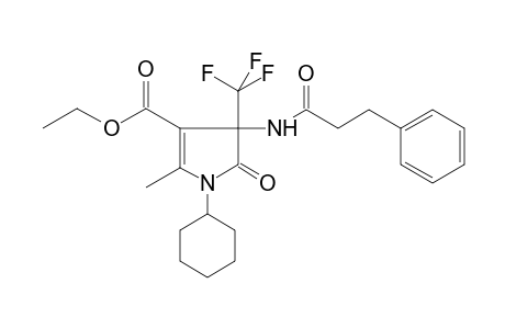 1H-Pyrrole-3-carboxylic acid, 1-cyclohexyl-4,5-dihydro-2-methyl-5-oxo-4-[(1-oxo-3-phenylpropyl)amino]-4-(trifluoromethyl)-, ethyl ester