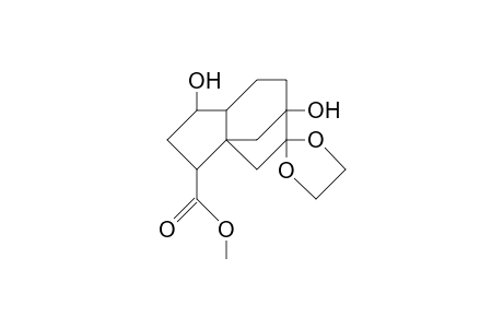 2-Carbomethoxy-4,8-dihydroxy-tricyclo(6.2.1.0/1,5/)undecan-9-one ethylene ketal